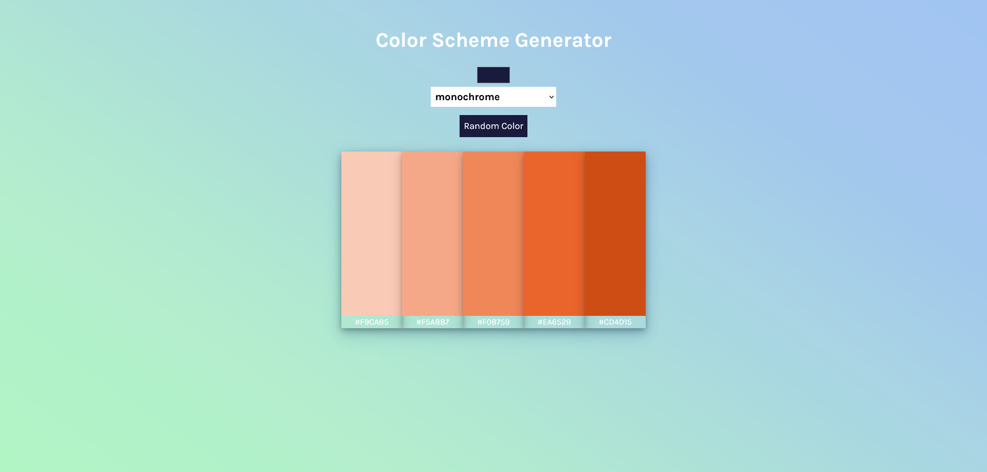 Color Scheme Generator project screenshot